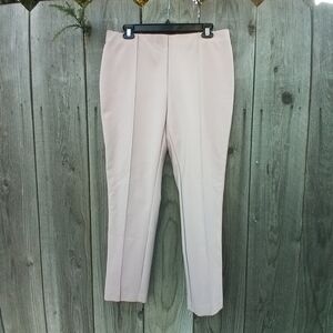 Nicole Miller Slim Leg Dress Pants M Pink Blush Skinny Ankle High Rise Filted